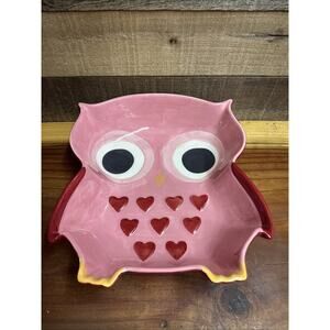 Pink Owl Candy Bowl Serving Dish 11.5x10.5x5